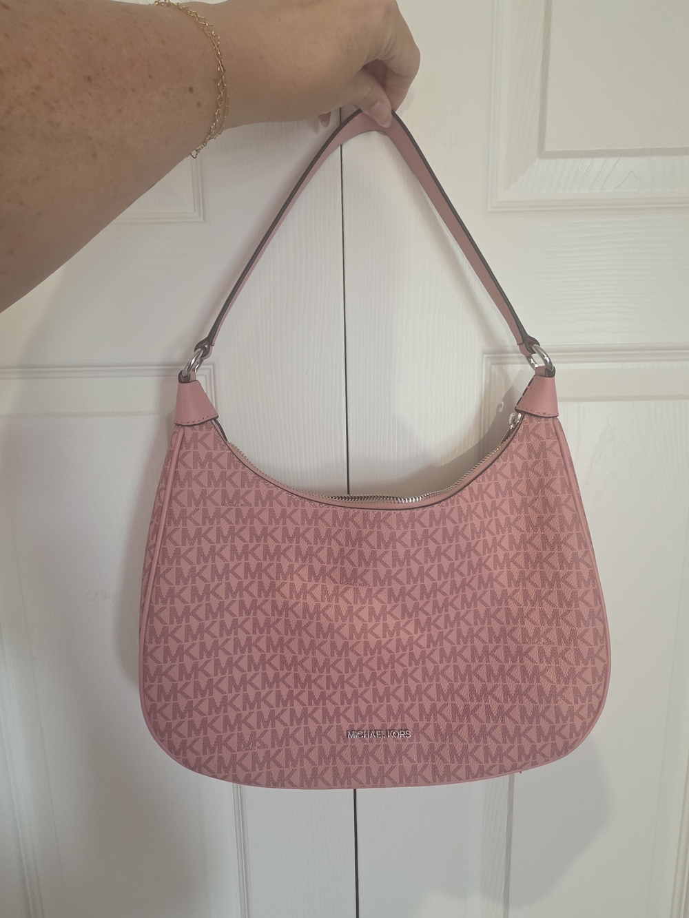 Michael Kors Pink Logo Crescent Shoulder Bag